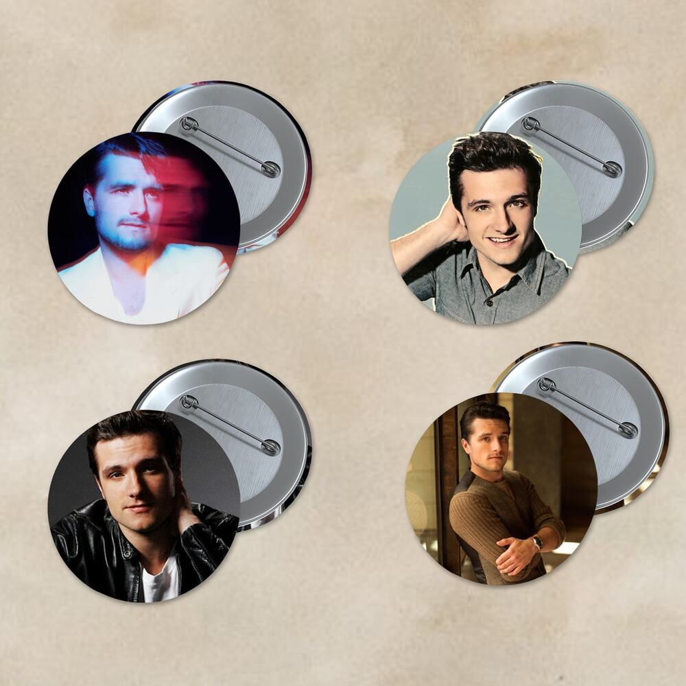 Josh Hutcherson 1.5 inch Pinback Button 4 Pack Actor Pins Stocking Stuffer